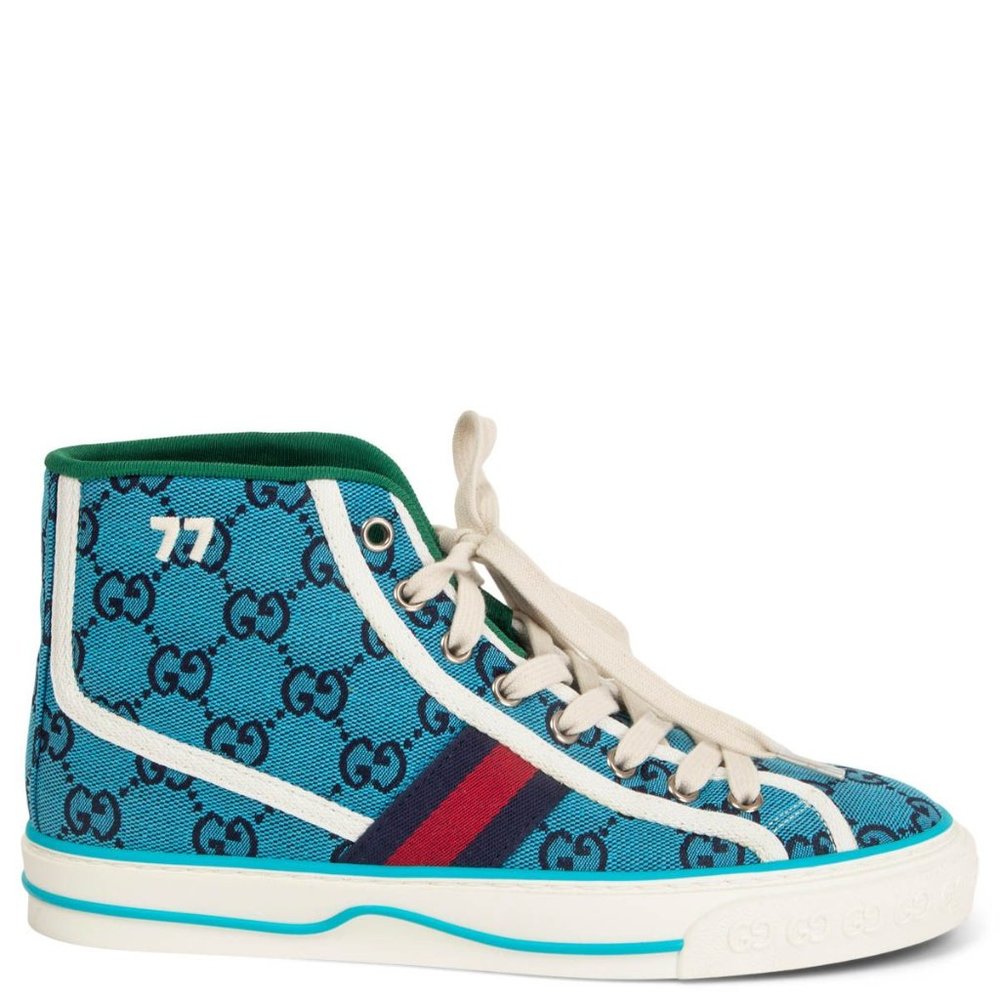 Gucci Blue GG Canvas Tennis High Top Shoes - Size 7 Men’s Size 9 Women’s